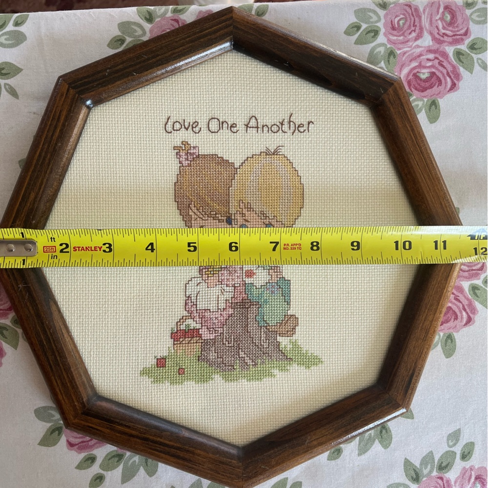 VINTAGE Cottagecore Handmade Cross Stitch Framed Art Kid’s Decor Classroom Art - Picture 3 of 4